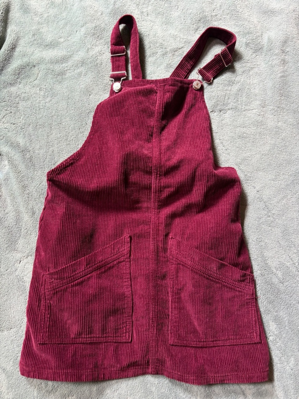 Topshop Moto Corduroy Pinafore Dress in Berry